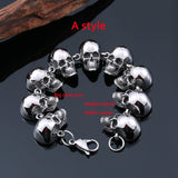 Stainless Steel Pure Skull Link Bracelet