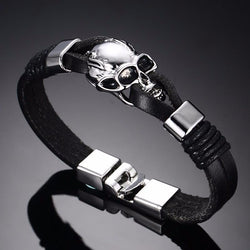 Leather Gothic Skull Bracelet