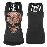 Orange Hollow Skull Tank Top