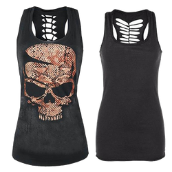 Orange Hollow Skull Tank Top