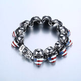 Stainless Steel American Flag Skull Bracelet