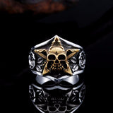 Stainless Steel Skull in Pentagram Ring