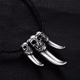 Stainless Steel Triple Skulls Pendant