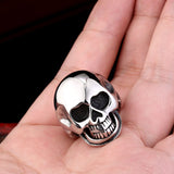 Stainless Steel Shining Gold Skull Ring