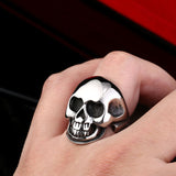 Stainless Steel Shining Gold Skull Ring