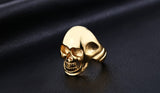 Stainless Steel Shining Gold Skull Ring