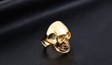 Stainless Steel Shining Gold Skull Ring