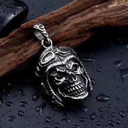 Stainles Steel Biker Skull Necklace