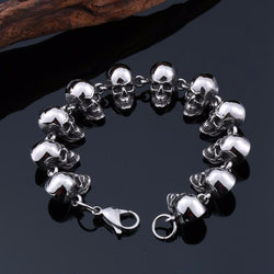 Stainless Steel Pure Skull Link Bracelet