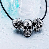 Stainless Steel Triple Skull Pendant