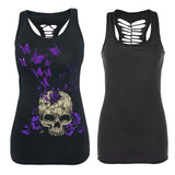 Skull with Purple Butterflies Tank Top