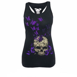 Skull with Purple Butterflies Tank Top