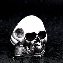 Stainless Steel Shining Gold Skull Ring