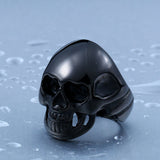 Stainless Steel Shining Gold Skull Ring