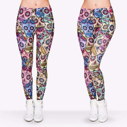 Crazy Colorful Skulls Leggings