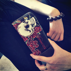 Skull and Roses Leather Wallet