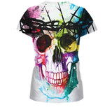 White Colorful Skull T-Shirt