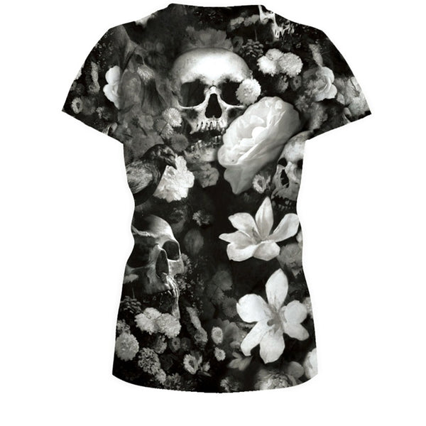 Black Skull with Flowers t-Shirt