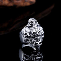 Stainless Steel Winged Cross Skull Ring