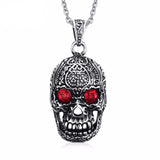 Stainless Steel Red Eyes Skull Pendant