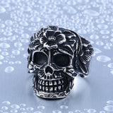 Stainless Steel Flower Garden Skull Ring