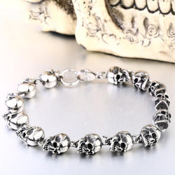 Stainless Steel Angry Skull Link Bracelet