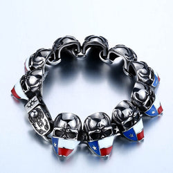 Stainless Steel Texas Flag Skull Bracelet