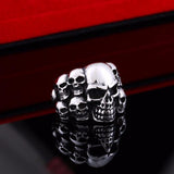 Stainless Steel Bunch of Skulls Ring