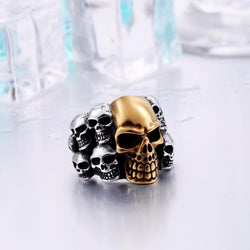 Stainless Steel Bunch of Skulls Ring