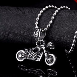 Stainless Steel Skull Motorcycle Necklace