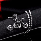 Stainless Steel Skull Motorcycle Necklace