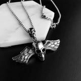 Stainless Steel Skull with Wings Necklace