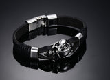 Leather Gothic Skull Bracelet