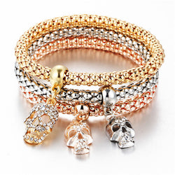 Fashion Gold Crystal Skull Bracelet