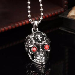 Stainless Steel Red Eye Skull Pendant