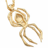 Stainless Steel Gold  Gothic Spider Skull Pendant