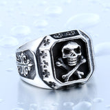 Stainless Pirate Part Plated-Gold Skull Ring