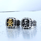 Stainless Pirate Part Plated-Gold Skull Ring