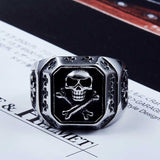 Stainless Pirate Part Plated-Gold Skull Ring