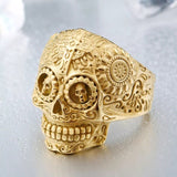 Stainless Steel Gothic Skull Carving Ring Man