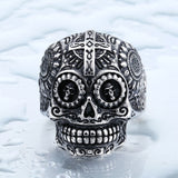 Stainless Steel Gothic Skull Carving Ring Man