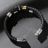 Leather Rope Steel Skull Bracelet