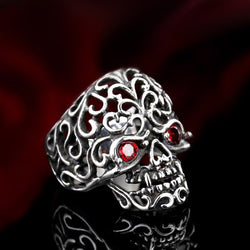 Stainless Steel Red Eyes Hollow Skull Ring