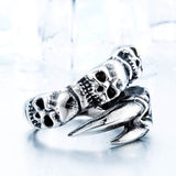 Stainless Steel Open Skull Hand Ring