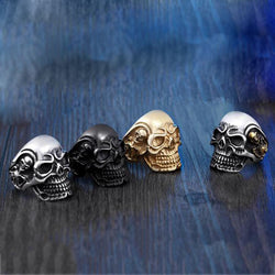 Stainless Steel Tripple Skull Ring