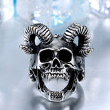 Stainless Steel Goat Head Skull Ring