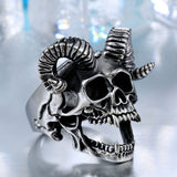 Stainless Steel Goat Head Skull Ring