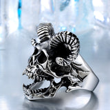 Stainless Steel Goat Head Skull Ring