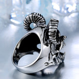 Stainless Steel Goat Head Skull Ring