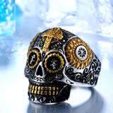 Stainless Steel Gothic Skull Carving Ring Man